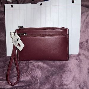 New burgundy hand clutch wallet